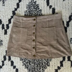 Altar'd State Suede-Look Skirt in Taupe